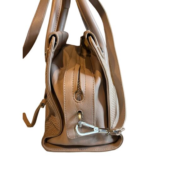 Louise et Cie Neutral Snake Embossed Leather Convertible Satchel Nude - Picture 4 of 9